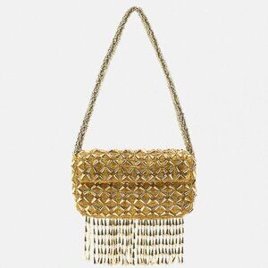 Zara Beaded Fringe Shoulder Bag